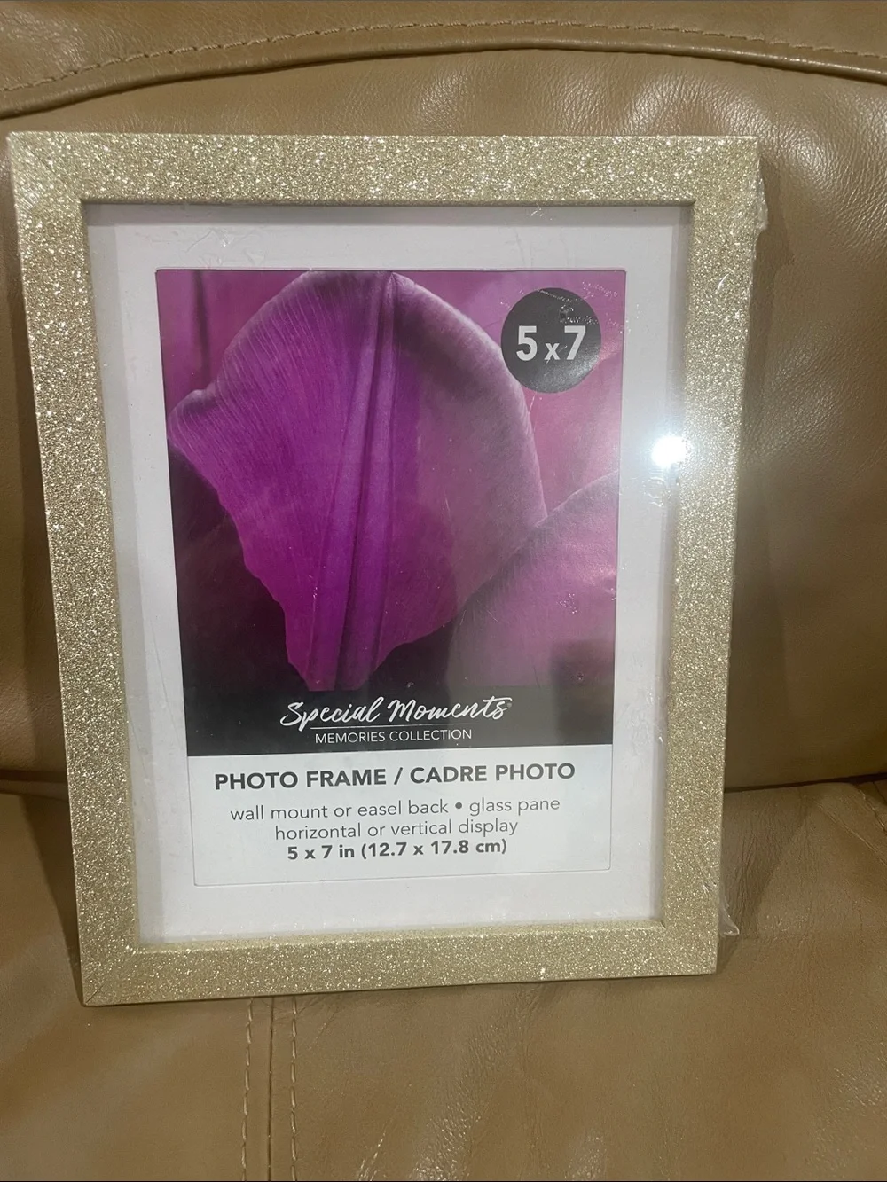 Special Moments Glitter Photo Frame - Cream Sparkle and silver